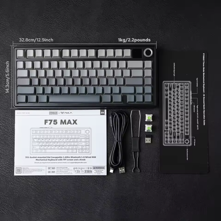 Aula F75 MAX wireless mechanical keyboard with hot-swappable switches and PBT keycaps